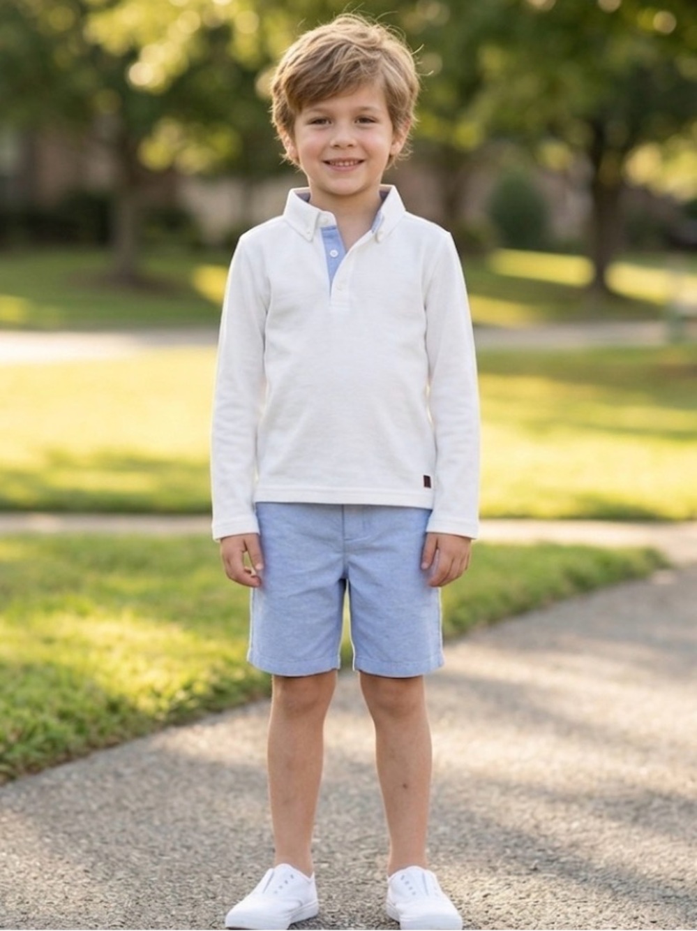 Janie & Jack | White LS Polo Shirt | 5